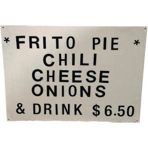 Unbranded Frito Pie Chili Cheese Onions & Drinks B&W Wall Sign Size 17”H x 23”W